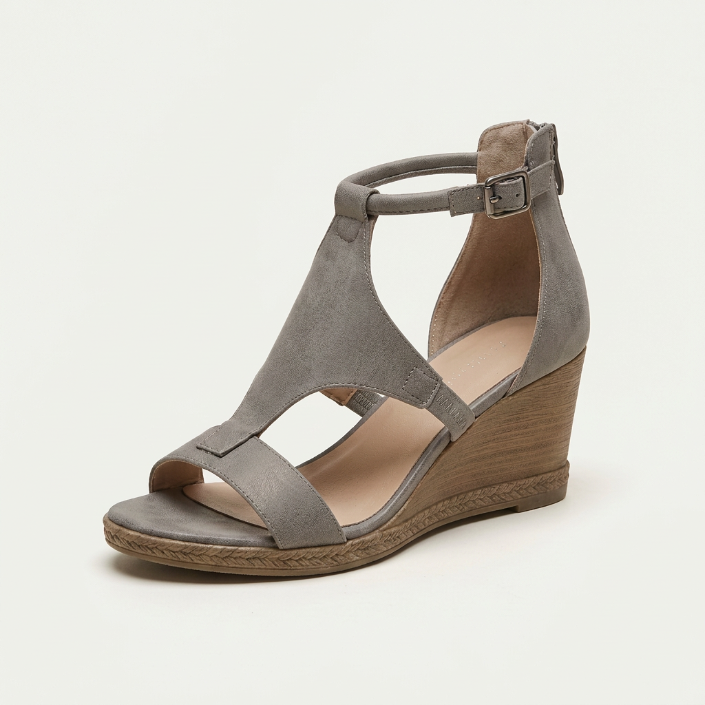 Lillian T-Strap Wedge Sandals